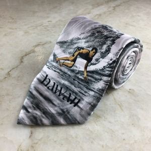 Tropical Hawaii Hand Made Tie Celebrating Surfing and the Hawaiian Islands